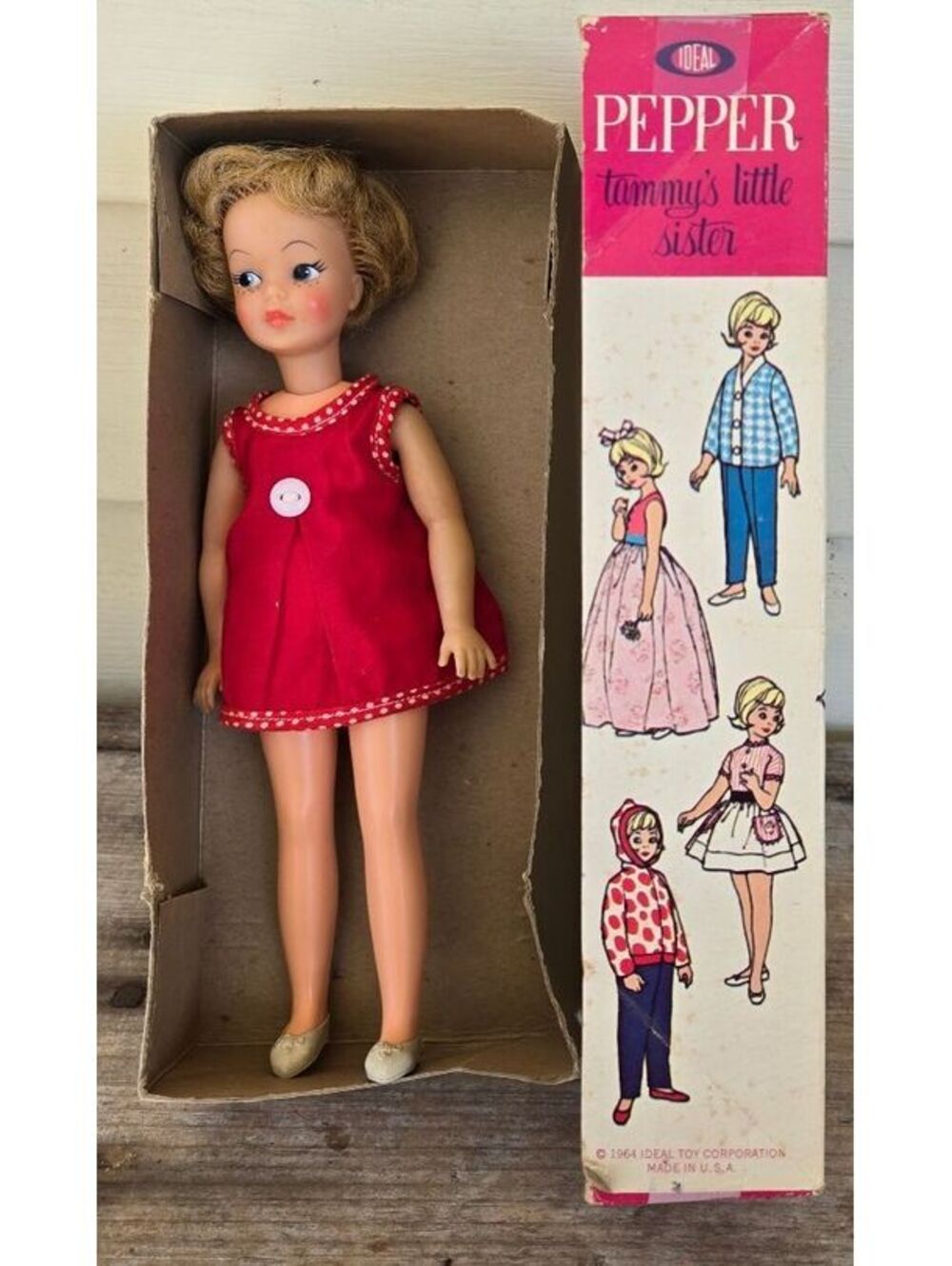 Ideal Pepper Tammy's little sister doll with box, 1960s vintage doll